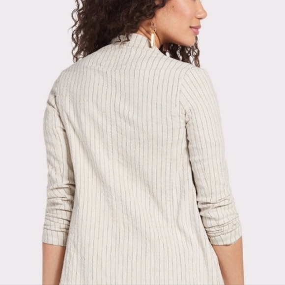 NWT Anthropologie Blanknyc Evereve Linen Blend Pinstripe Jacket XS Cream - Picture 4 of 13